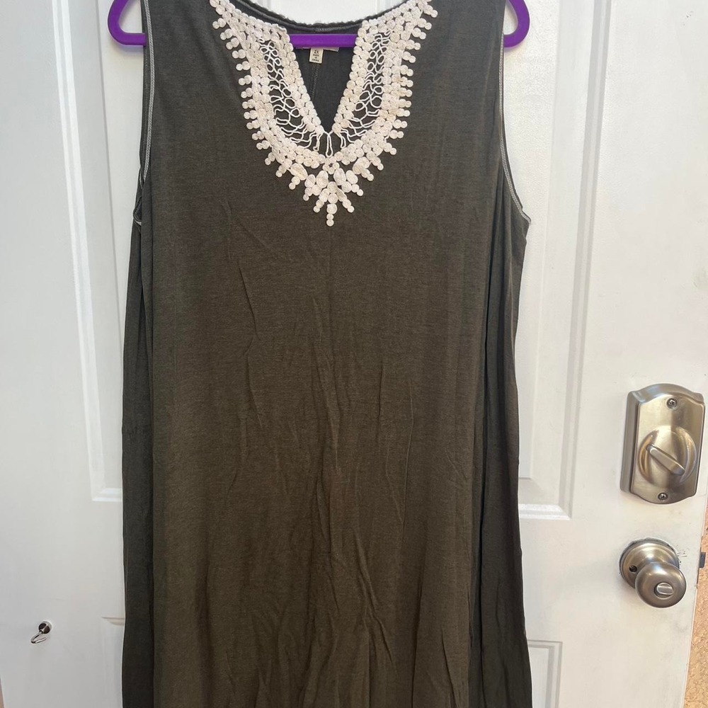 Olive Green Boho Midi Dress 2X